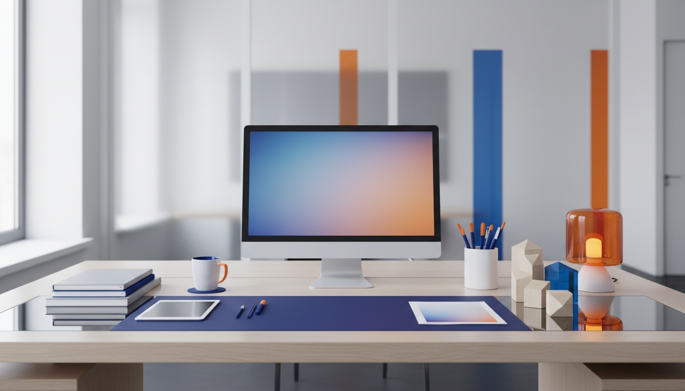Scrivania luminosa con strumenti di lavoro in ordine per valutare il costo reale di un team vendite esterno.