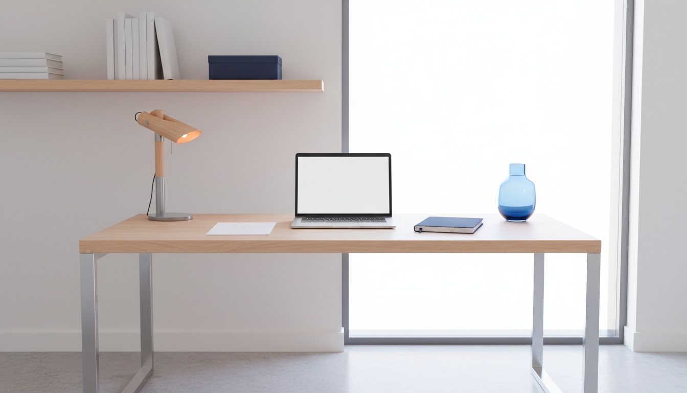 Spazio di lavoro moderno con laptop e taccuino per prezzi basati sul valore.