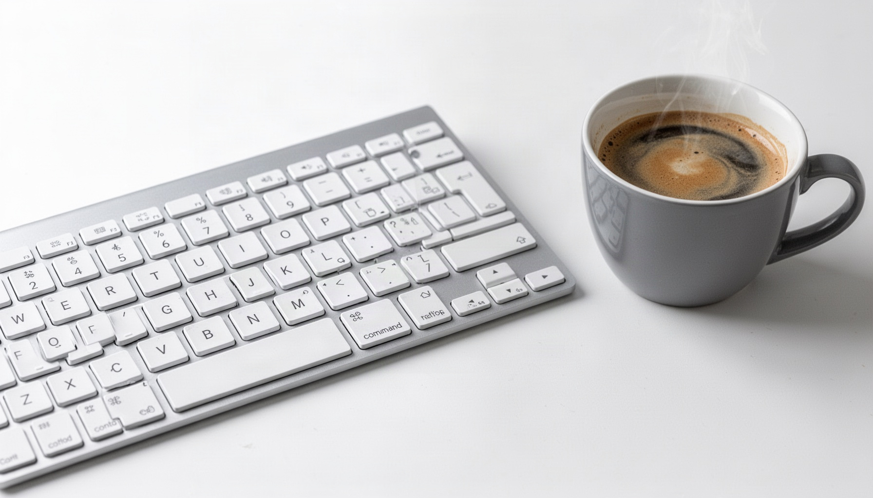 Teclado iluminado y taza de café en escritorio; texto: elige redactor SEO sin perder calidad.